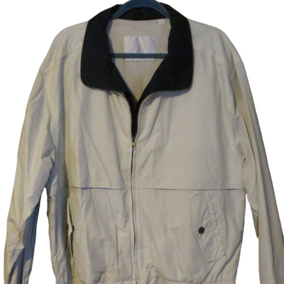 London Fog Men's Lightweight Jacket Ivory With Navy Blue Color Size Large Reg - Picture 3 of 10